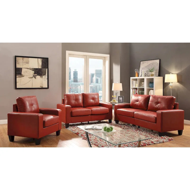 Newbury 71 in. W Flared Arm Faux Leather Straight Sofa - 32L x 71W x 36H