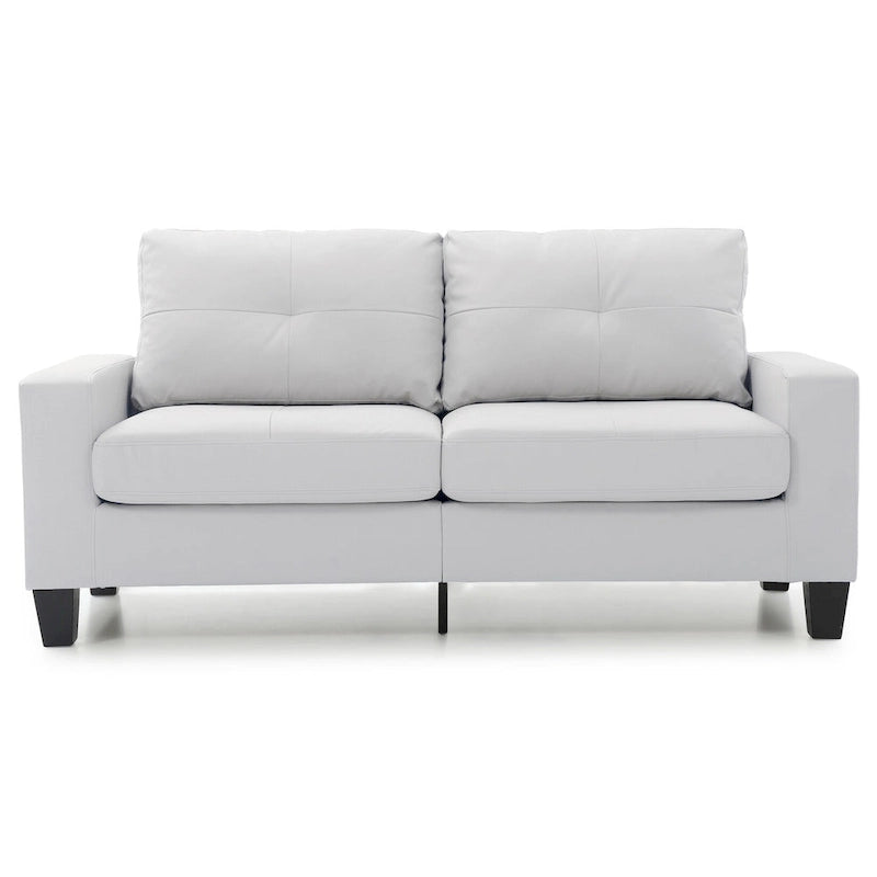 Newbury 71 in. W Flared Arm Faux Leather Straight Sofa - 32L x 71W x 36H