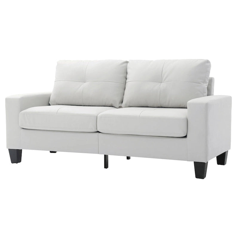Newbury 71 in. W Flared Arm Faux Leather Straight Sofa - 32L x 71W x 36H