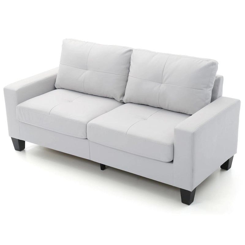 Newbury 71 in. W Flared Arm Faux Leather Straight Sofa - 32L x 71W x 36H