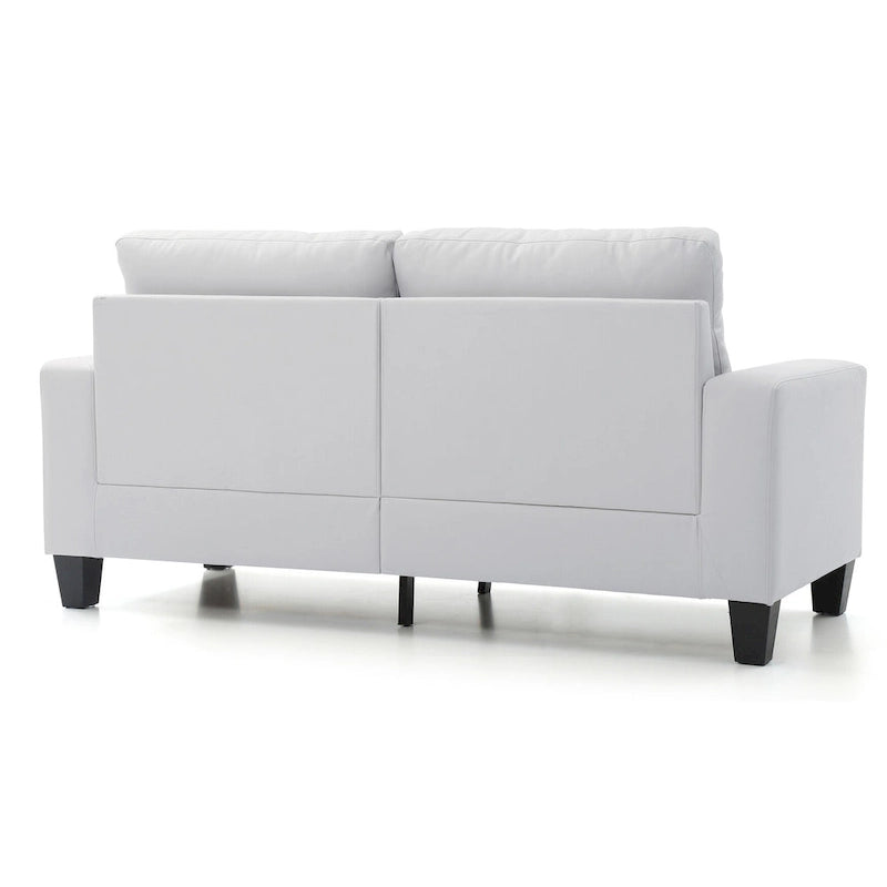 Newbury 71 in. W Flared Arm Faux Leather Straight Sofa - 32L x 71W x 36H