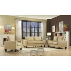 Newbury 71 in. W Flared Arm Faux Leather Straight Sofa - 32L x 71W x 36H