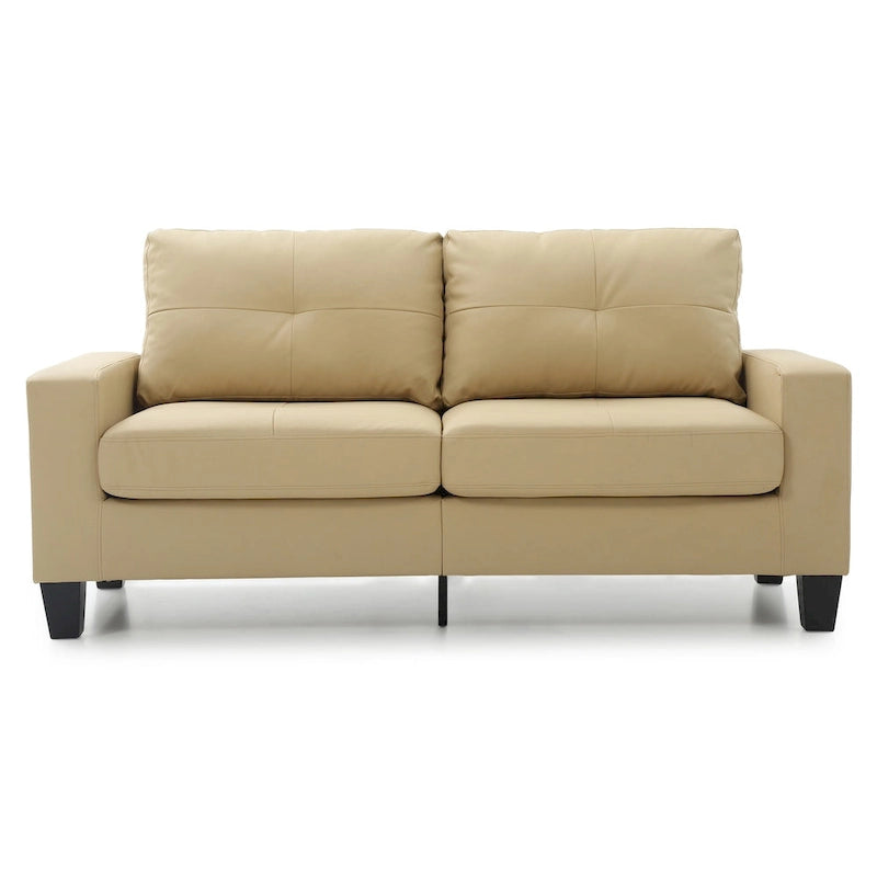 Newbury 71 in. W Flared Arm Faux Leather Straight Sofa - 32L x 71W x 36H