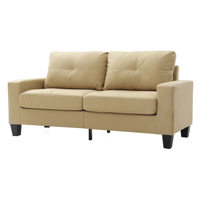 Newbury 71 in. W Flared Arm Faux Leather Straight Sofa - 32L x 71W x 36H