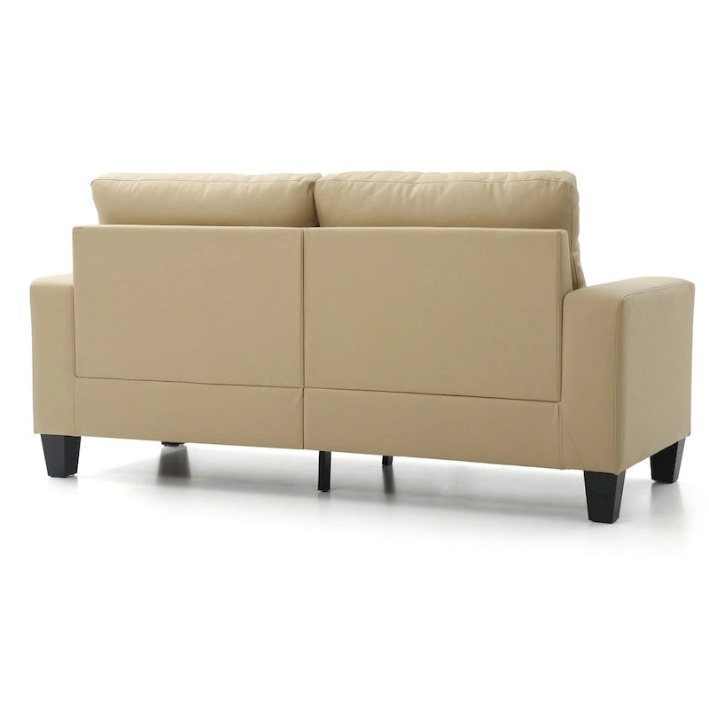 Newbury 71 in. W Flared Arm Faux Leather Straight Sofa - 32L x 71W x 36H