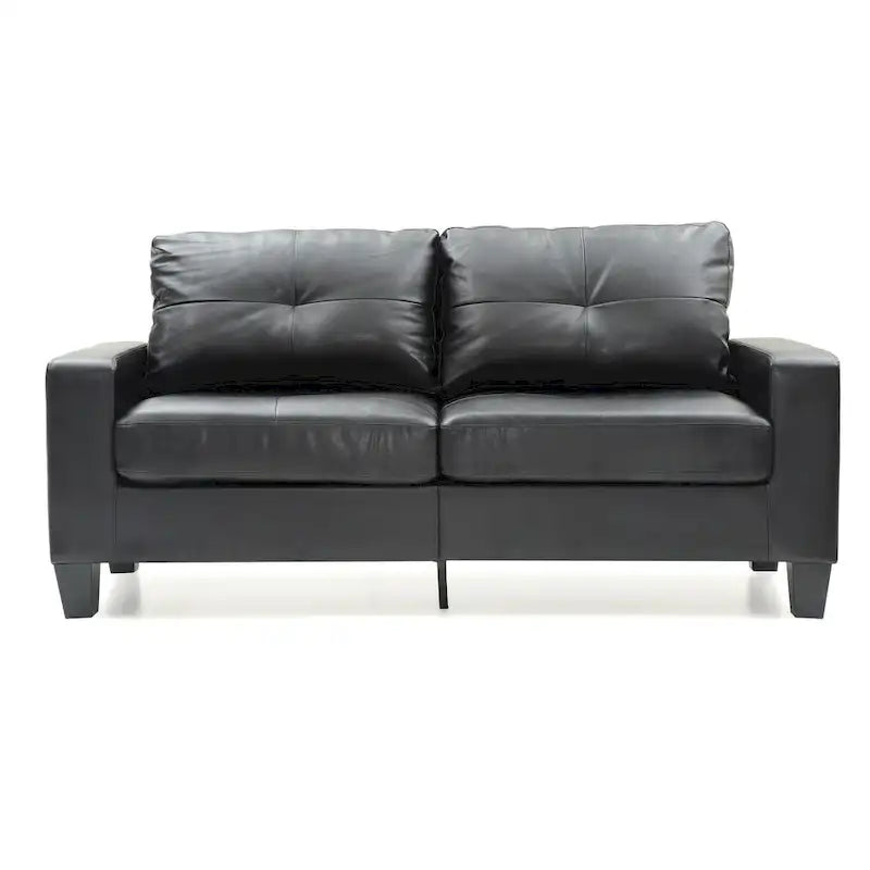 Newbury 71 in. W Flared Arm Faux Leather Straight Sofa - 32L x 71W x 36H