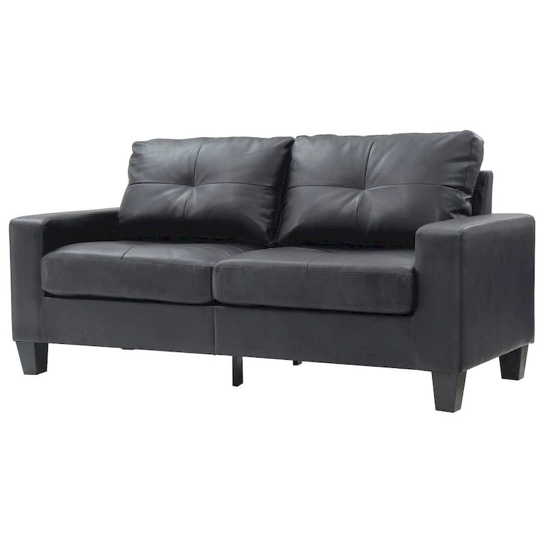 Newbury 71 in. W Flared Arm Faux Leather Straight Sofa - 32L x 71W x 36H