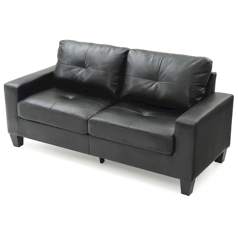 Newbury 71 in. W Flared Arm Faux Leather Straight Sofa - 32L x 71W x 36H