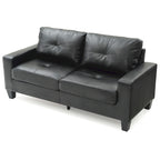 Newbury 71 in. W Flared Arm Faux Leather Straight Sofa - 32L x 71W x 36H
