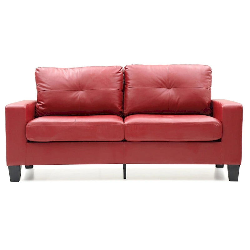 Newbury 71 in. W Flared Arm Faux Leather Straight Sofa - 32L x 71W x 36H