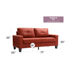 Newbury 71 in. W Flared Arm Faux Leather Straight Sofa - 32L x 71W x 36H