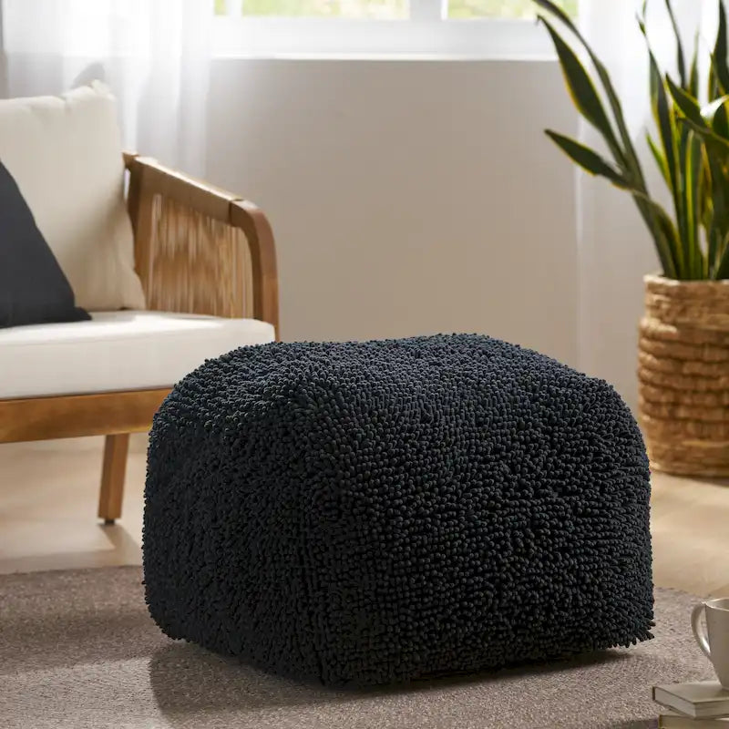 Moloney Modern Microfiber Chenille Pouf by Christopher Knight Home