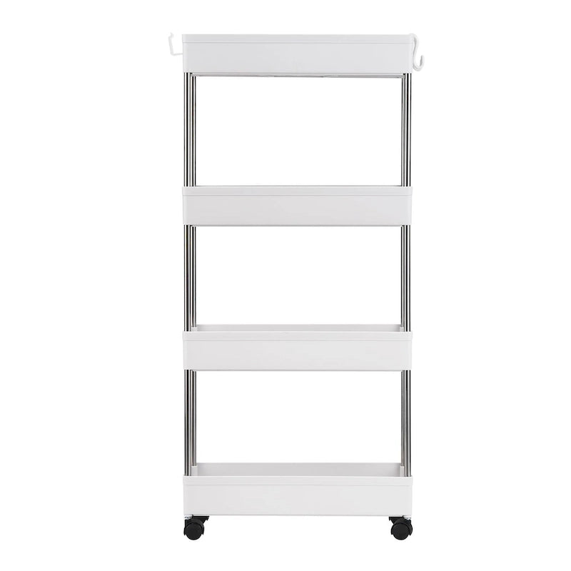3/4-Layer Mobile Multi-functional Slim Storage Cart,White