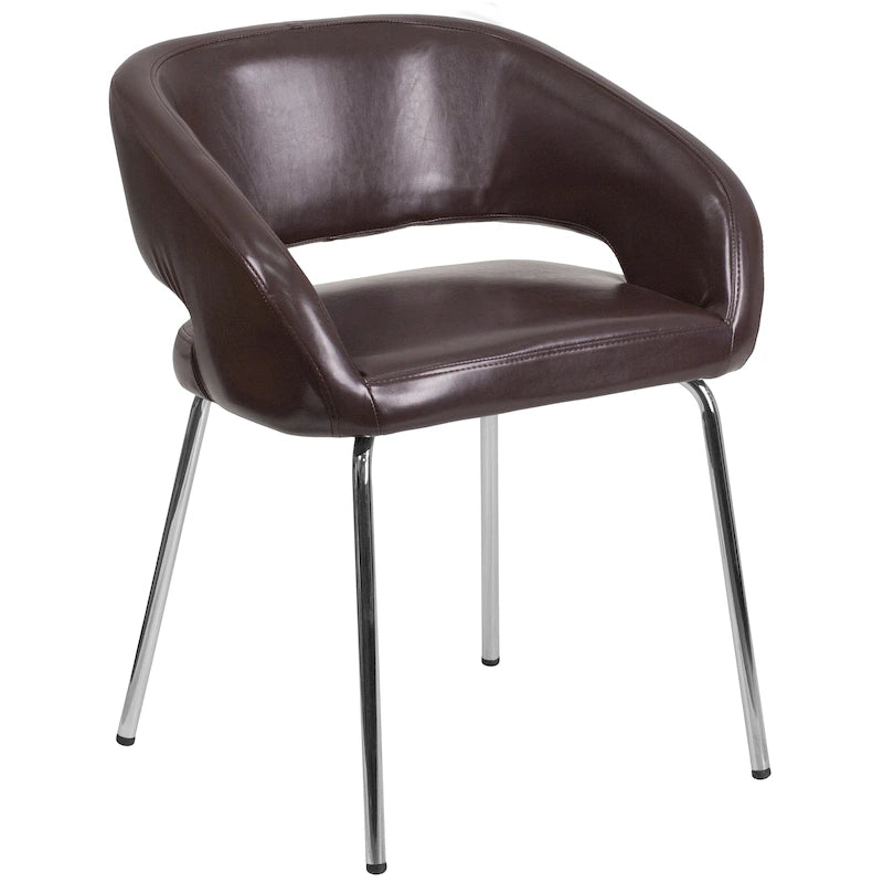 Contemporary LeatherSoft Side Reception Chair with Chrome Legs
