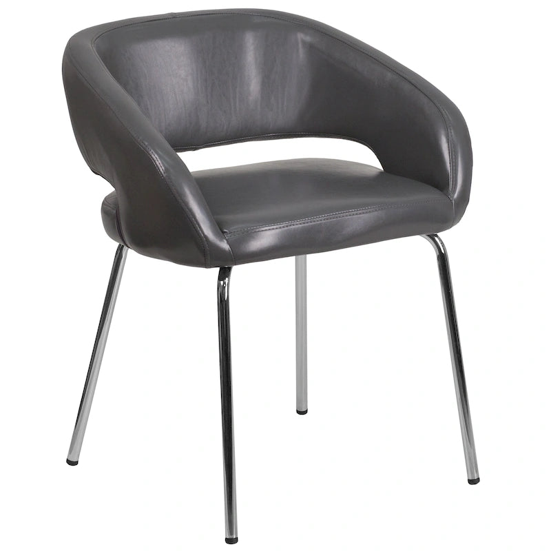 Contemporary LeatherSoft Side Reception Chair with Chrome Legs