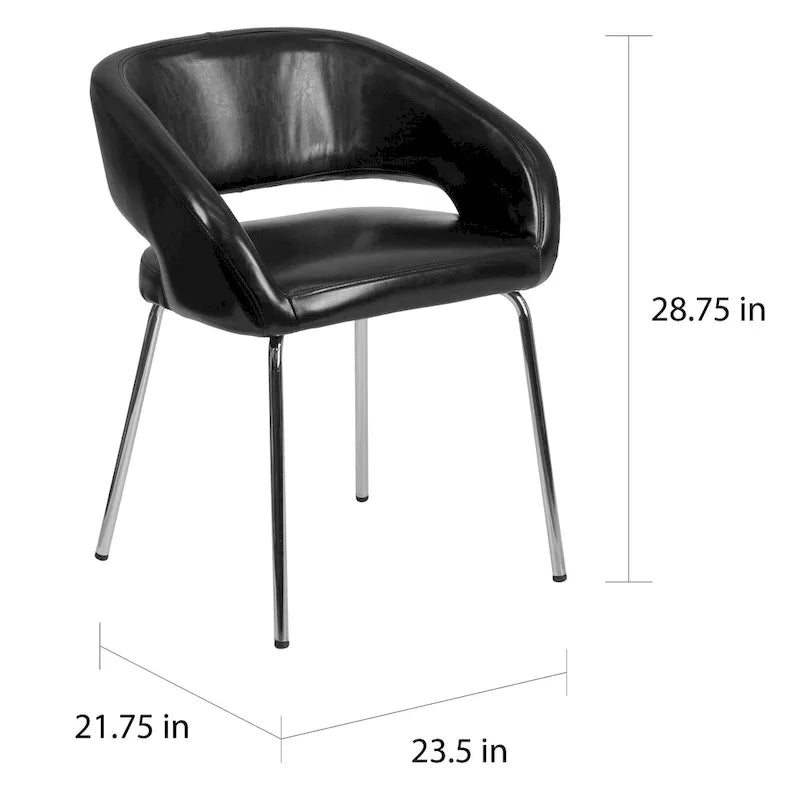 Contemporary LeatherSoft Side Reception Chair with Chrome Legs
