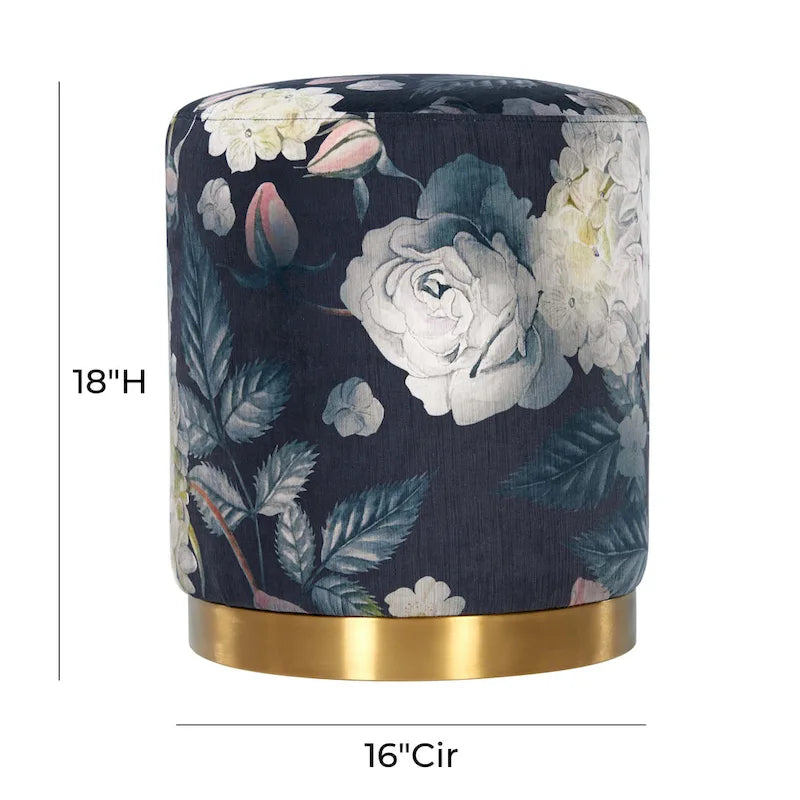 Opal Floral Velvet Ottoman
