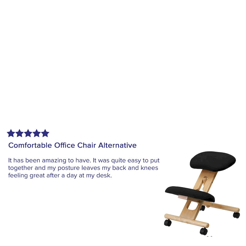 Mobile Wooden Ergonomic Kneeling Office Chair in Fabric