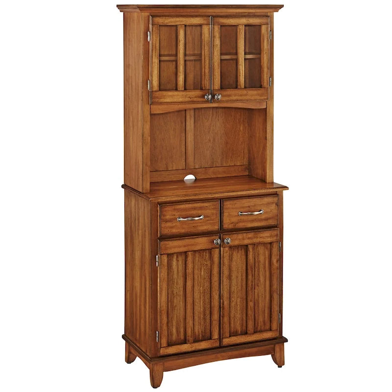 Homestyles Buffet of Buffets Cottage Oak Storage Hutch with Wood Top