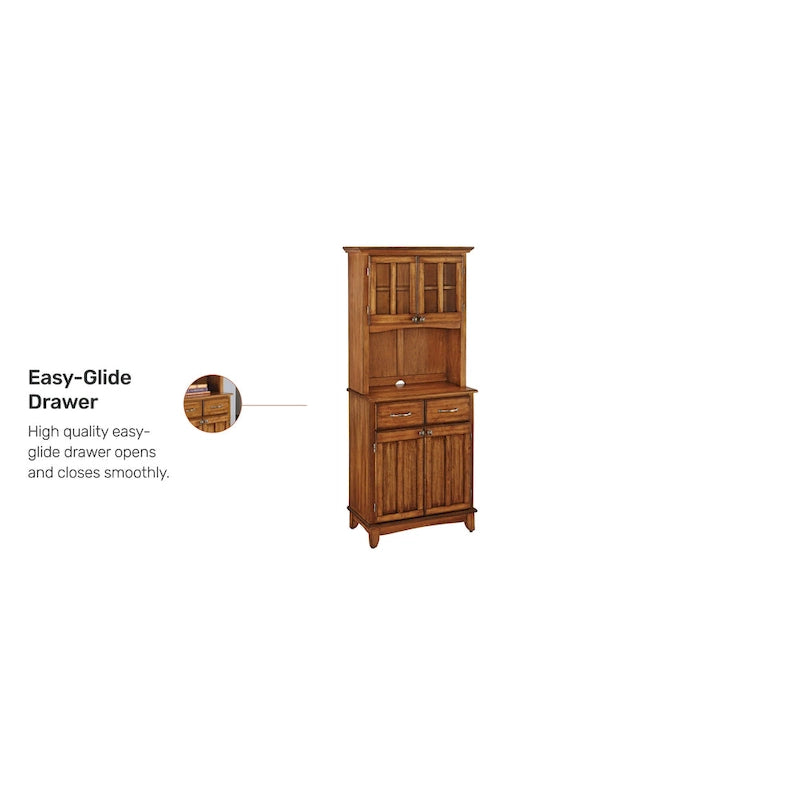 Homestyles Buffet of Buffets Cottage Oak Storage Hutch with Wood Top