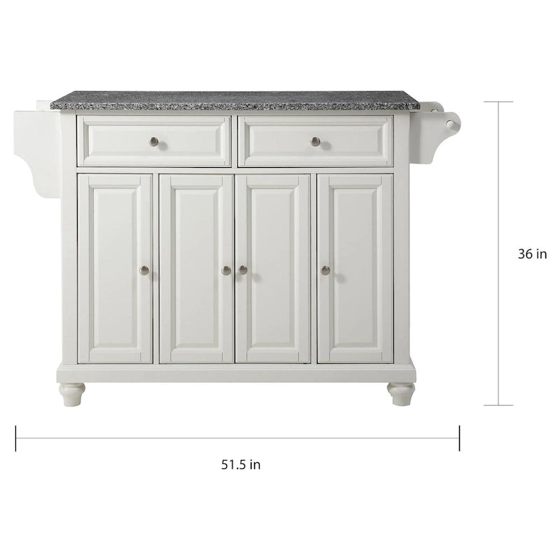 Crosley Cambridge Solid Granite Top Kitchen Island in Vintage Mahogany Finish - 51.5W x 18D x 36H