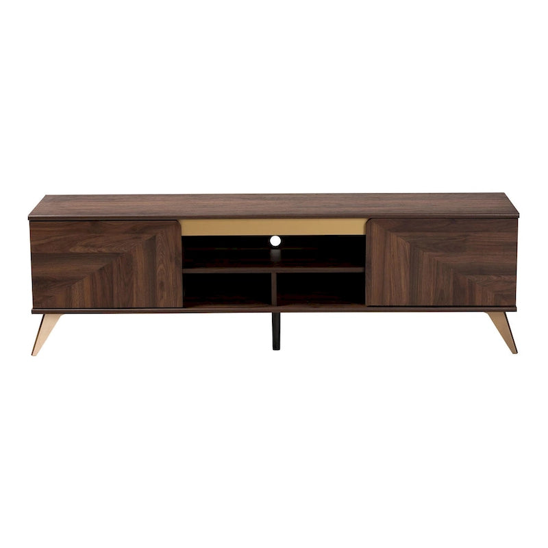 Graceland Mid-Century Modern Transitional Walnut Brown Finished Wood 2-Door TV Stand