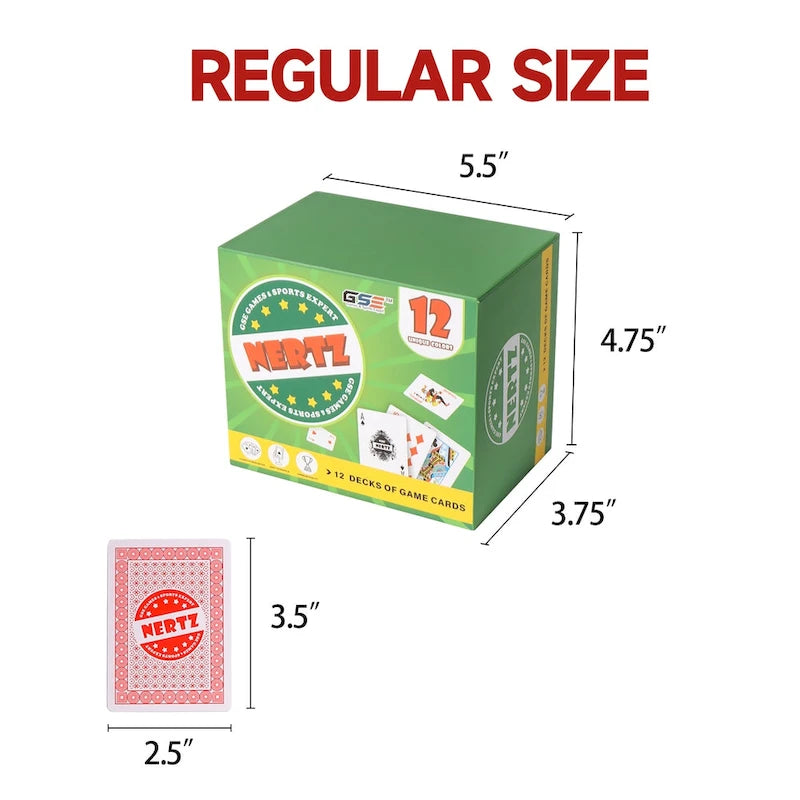 GSE 12-Deck Nertz Card Game Set, Multi-Colored Playing Card Deck, Bulk Set Poker Wide-Size Regular Index