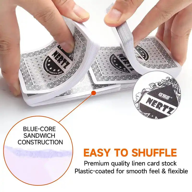 GSE 12-Deck Nertz Card Game Set, Multi-Colored Playing Card Deck, Bulk Set Poker Wide-Size Regular Index