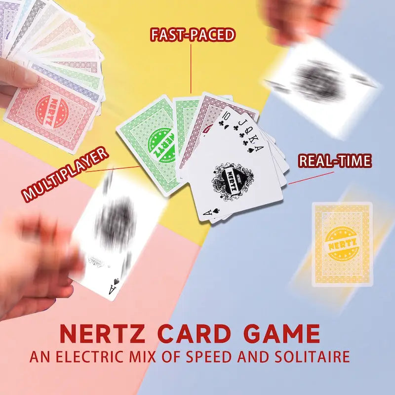 GSE 12-Deck Nertz Card Game Set, Multi-Colored Playing Card Deck, Bulk Set Poker Wide-Size Regular Index