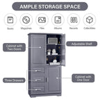 Tall and Wide Storage Cabinet with Doors for Bathroom/Office