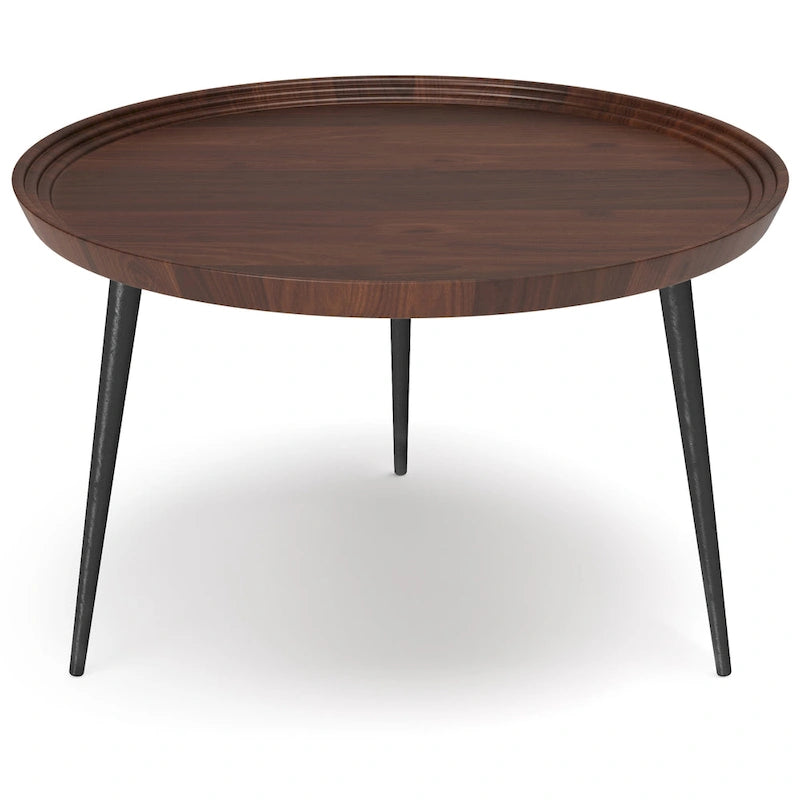 WYNDENHALL Joellla Modern Industrial Coffee Table in Cognac - 30 d x 30 w x 16 h