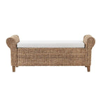 Bab Boho Farmhouse Ratten Storage Bench with Hollow-Carved Designs by HULALA HOME