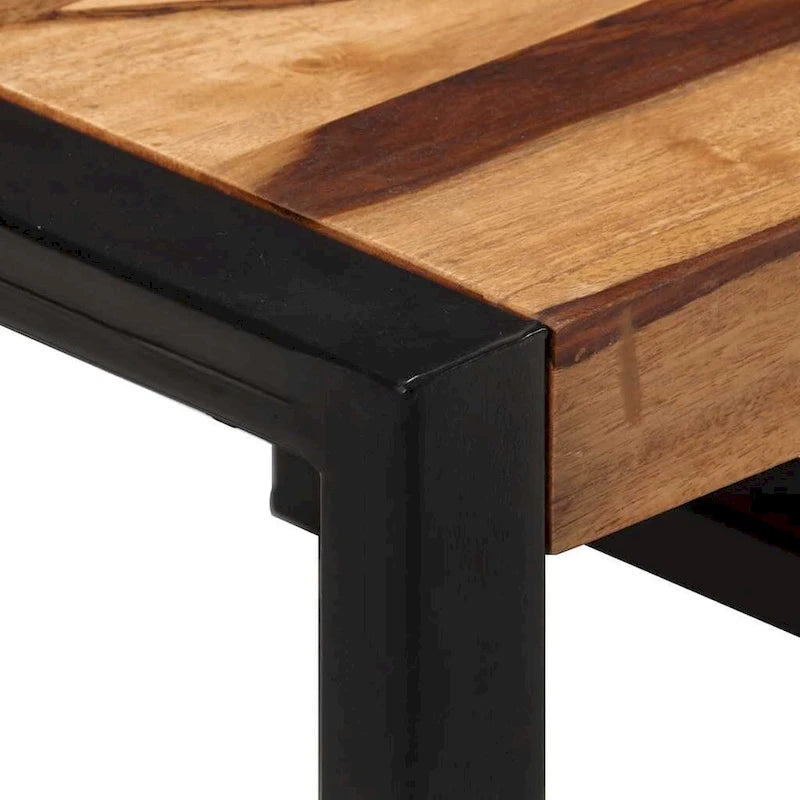 vidaXL Nesting Tables Set of 3, Sheesham Wood, Black Steel Frames