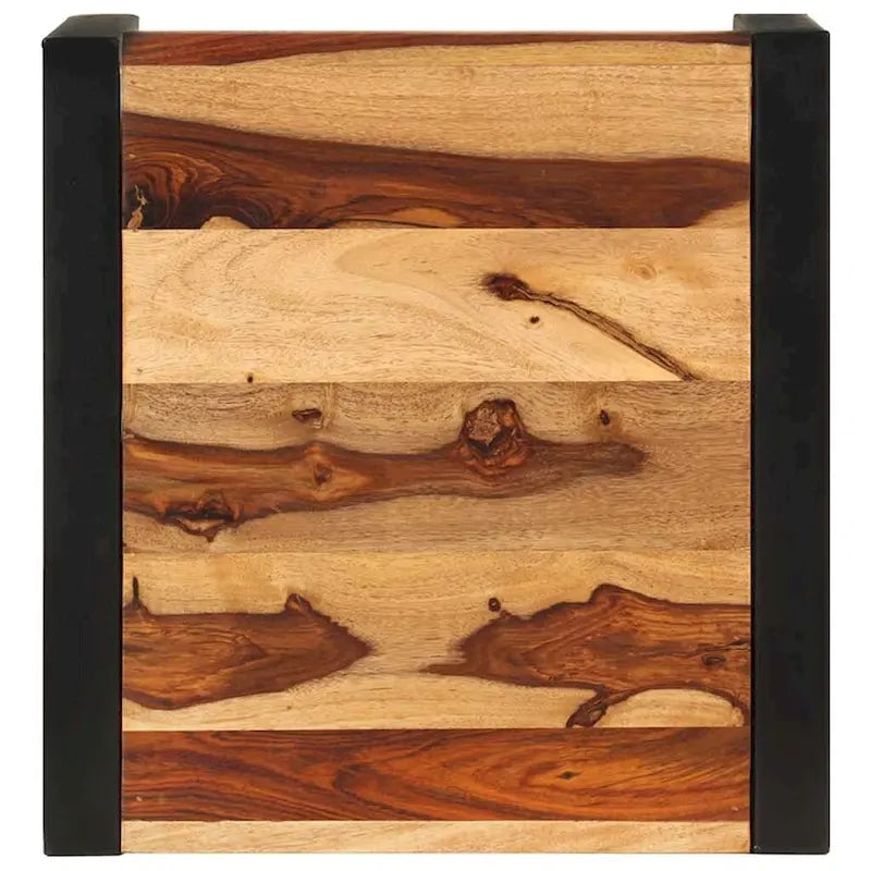 vidaXL Nesting Tables Set of 3, Sheesham Wood, Black Steel Frames