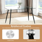 Gymax Modern Glass Dining Table Rectangular Dining Room Table W/Metal