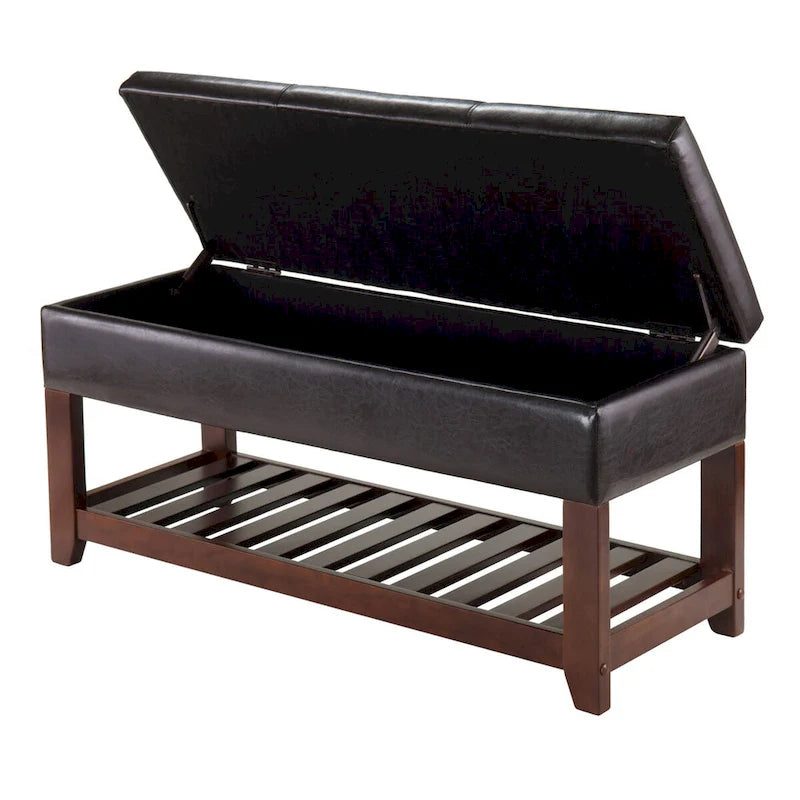 Monza Storage Chest Bench, Espresso and Walnut - 42.52W x 15.75D x 20.47
