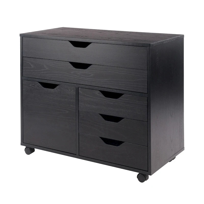30.75 Black 3 Section Mobile Filing Cabinet