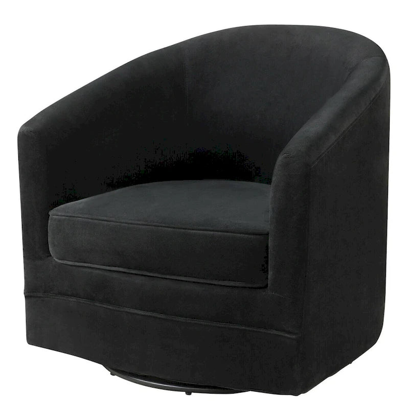 Modern Swivel Barrel Chair with Metal Base - 30.5 x 31 x 28.5 (L x W x H)