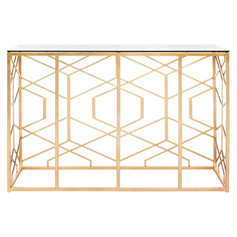 SAFAVIEH Couture Corrine Gold Leaf Console Table - 47 W x 15.5 L x 30 H - 47Wx16Dx30H