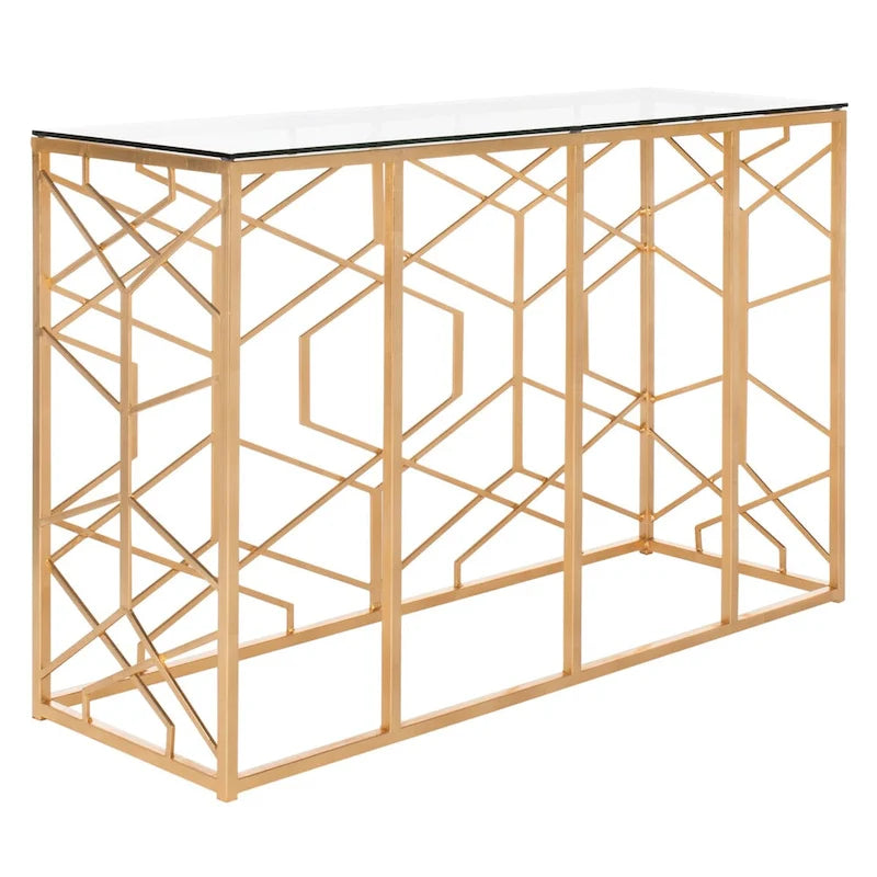 SAFAVIEH Couture Corrine Gold Leaf Console Table - 47 W x 15.5 L x 30 H - 47Wx16Dx30H