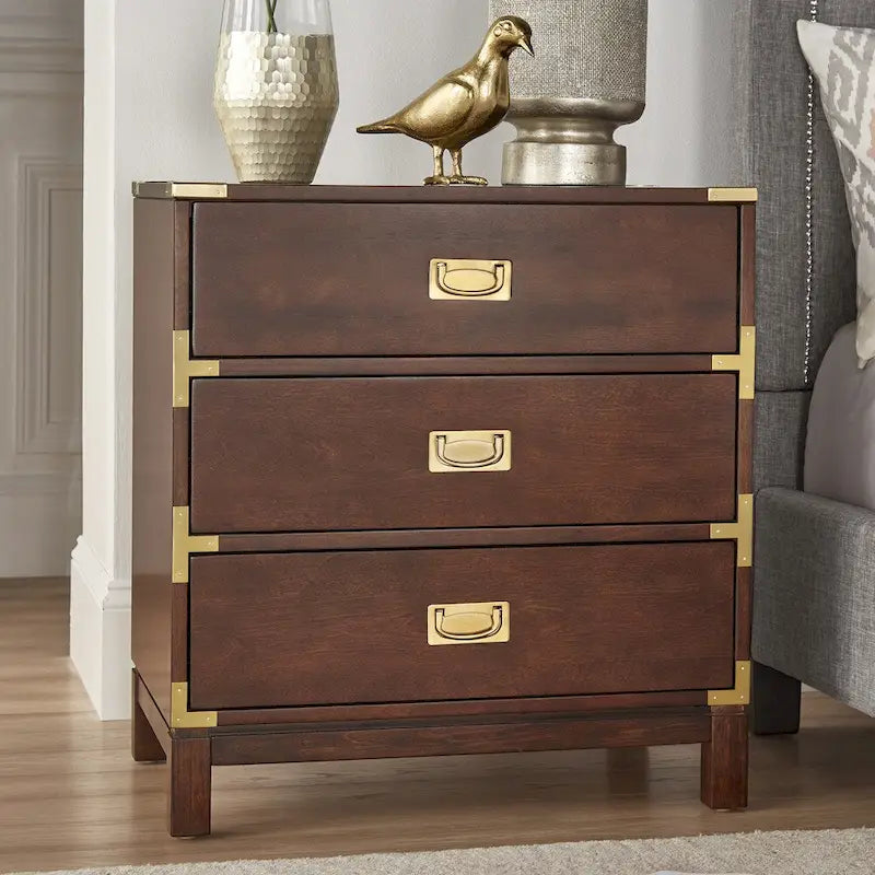 Kedric 3-drawer Goldtone Accent Nightstand by iNSPIRE Q Bold