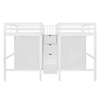 Double Twin Loft Beds with Wardrobes and Staircase