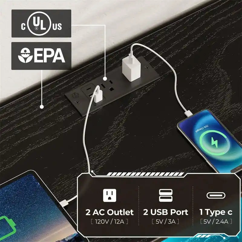 Dresser with Power Outlets and LED Lights