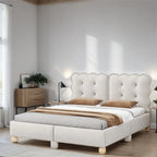 Queen Size Wood Frame Upholstered Platform Bed with Support Legs