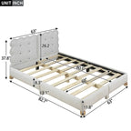 Queen Size Wood Frame Upholstered Platform Bed with Support Legs