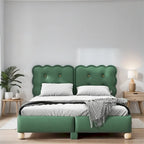 Queen Size Wood Frame Upholstered Platform Bed with Support Legs