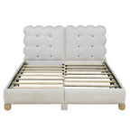 Queen Size Wood Frame Upholstered Platform Bed with Support Legs