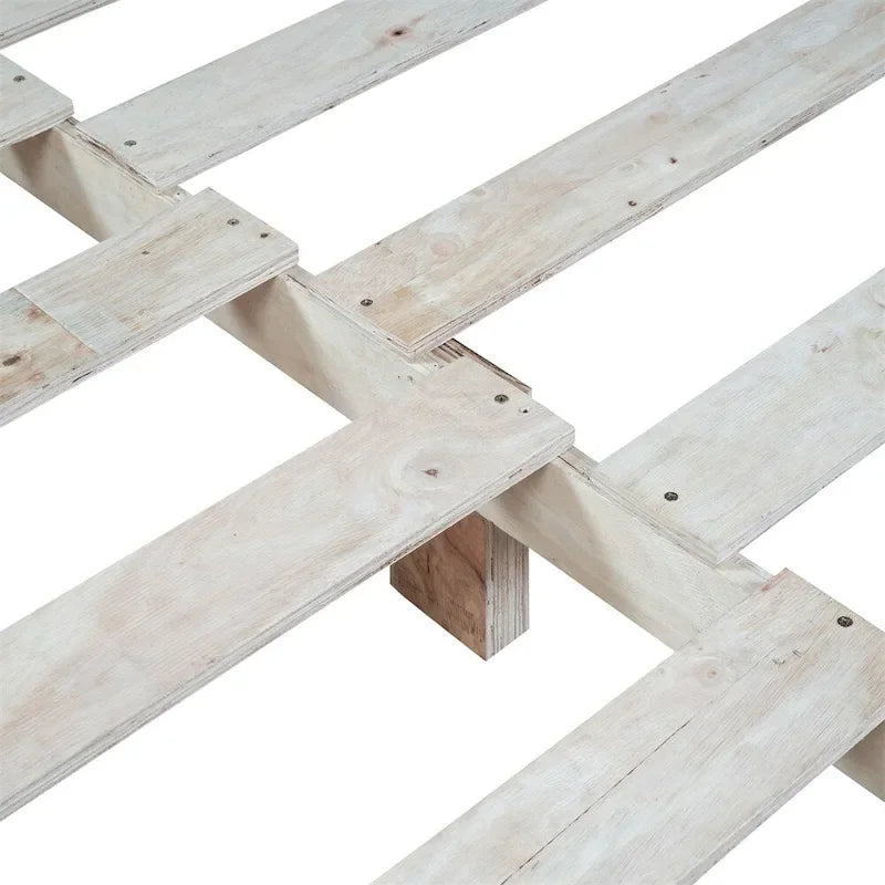 Queen Size Wood Frame Upholstered Platform Bed with Support Legs