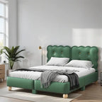Queen Size Wood Frame Upholstered Platform Bed with Support Legs