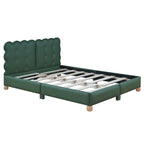 Queen Size Wood Frame Upholstered Platform Bed with Support Legs